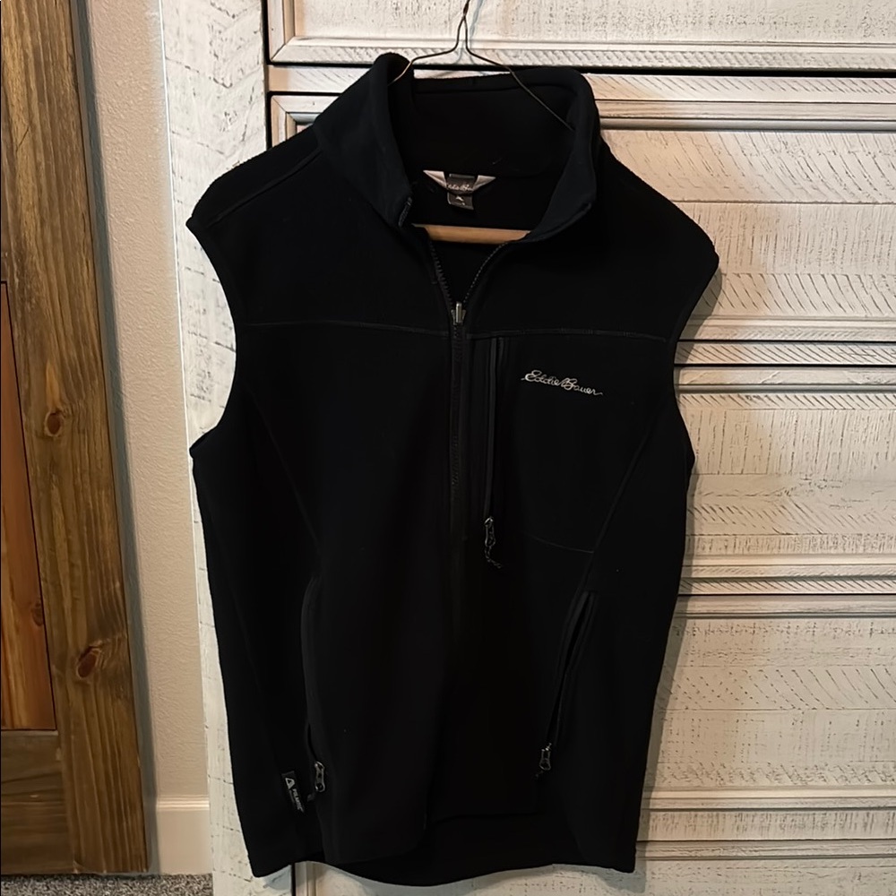 Eddie Bauer Black Fleece Vest High Collar Sleeveless